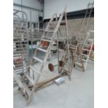A set of wooden step ladders
