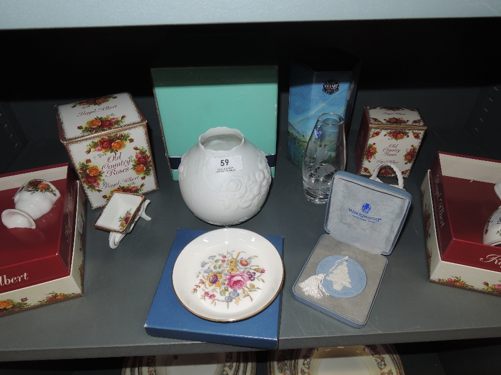 A selection of ceramics and glass ware including Kaiser and Old Country Roses