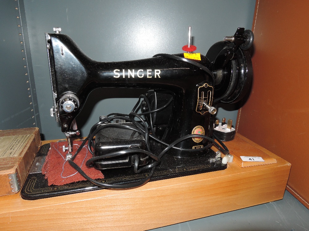 An electric Singer Sewing machine model 99K in great condition bearing Red S badge