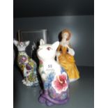 A selection of figurines including Cat's one by Old Tupton