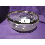 A cut glass trifle bowl having a silver collar, London 1923, makers mark W & Co