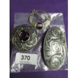 Three Celtic style white metal brooches including St Austin pewter