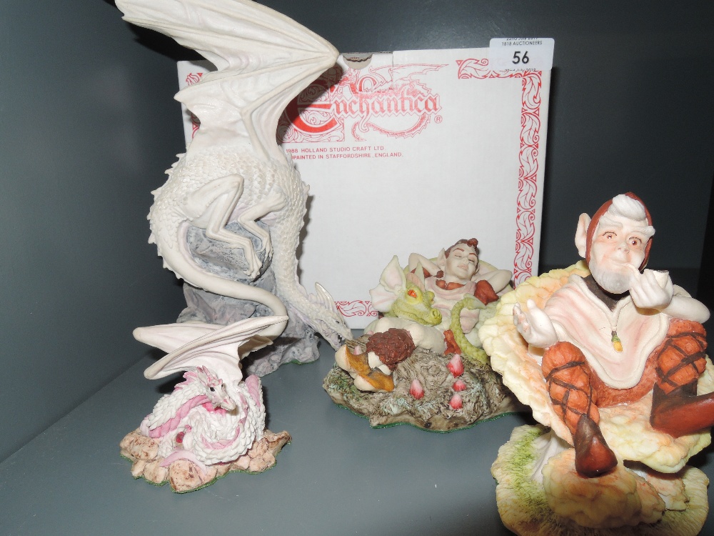 A selection of fantasy figures by Enchantica including Dragon