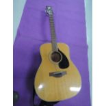 A vintage Yamaha FG-180 acoustic guitar, with Hiscox fitted hard case