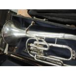 A Barrats chrome Euphonium or Baritone horn, impressed number 539677, in hard case