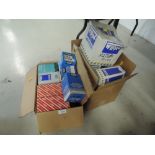 Two boxes of vintage oil and air filters including Wipac and Harmo