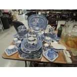 A selection of blue and white wear ceramics