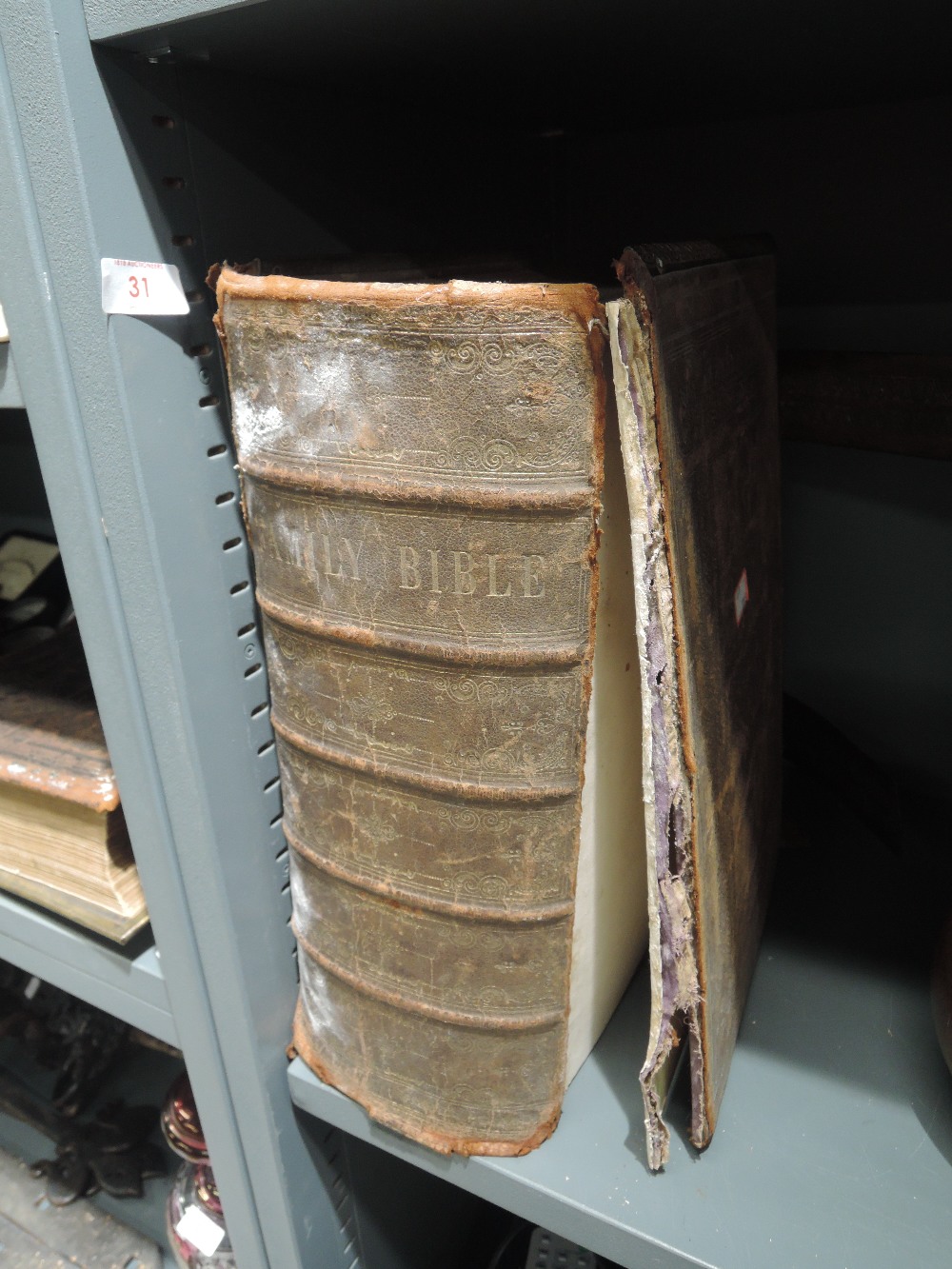 A large leather bound family bible by Browns