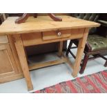 A stripped pine work table