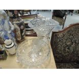 A selection of clear cut glass fruit bowls