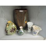 A selection of ceramics including 70's style vase