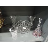 A selection of glass wares including fruit bowl