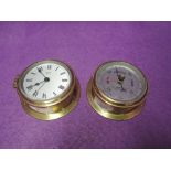 Two miniature ship fixtures a clock and barometer Henry Browne and son and Sestral