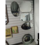 A selection of bevel edged cut glass mirrors