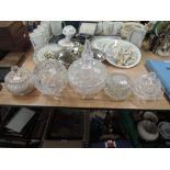 A selection of clear cut crystal glass wares