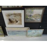 A selection of prints and original watercolour