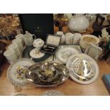 A selection of ceramics and pewter quiche