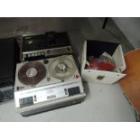 A vintage Grundig TK23L reel to reel recorder and Sony TC-121 cassette recorder