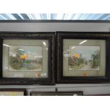 Two framed vintage prints rural scenes