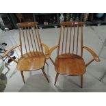Two Ercol STYLE carver dining chairs
