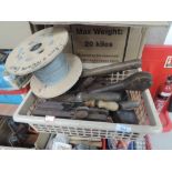 A selection of wood working tools including moulding planes