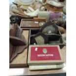 A large selection of treen etc including shoe stretchers, black forest style bear, jewelley boxes