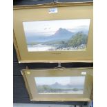 A pair of Gouache paintings, G Jacques, Morning Mists and Evening Shadows and Lake scenes, 6in x