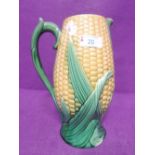 A Victorian majolica jug of naturalistic corn design