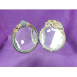 Two floral decorated dressing table mirrors