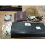 A vintage purse, coin collections including silver coins and a 1914 German 3 mark coin Festival Cro