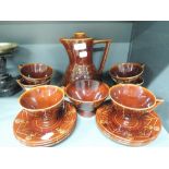 A mid century coffee service Woods Astra in a brown glaze