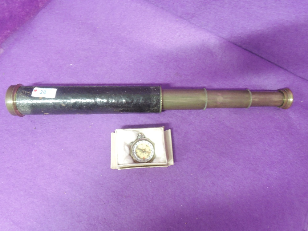 A 19th century brass four division telescope by N Harper, Optician, Manchester, having leather