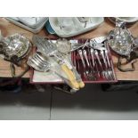 A selection of plated flatware etc