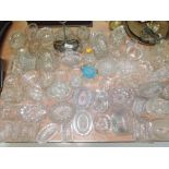 A selection of clear cut crystal glass wares soap and salt dishes