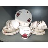 A part Colclough tea service red rose decoration