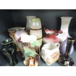 A selection of vases including Sylvac