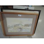A selection of framed prints and watercolours