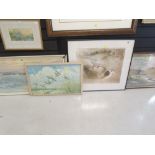 A selection of prints and original watercolour