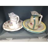 Two wash jug and bowls