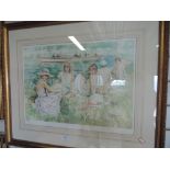 A Limited edition framed print picnic on the riverbank after Gordon King 389/575