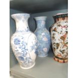 Three urn shaped vases