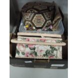 A selection of sewing items including cotton reels etc