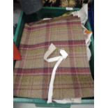 A mixed box of fabric, various sizes and styles including Sanderson and similar quality fabrics.