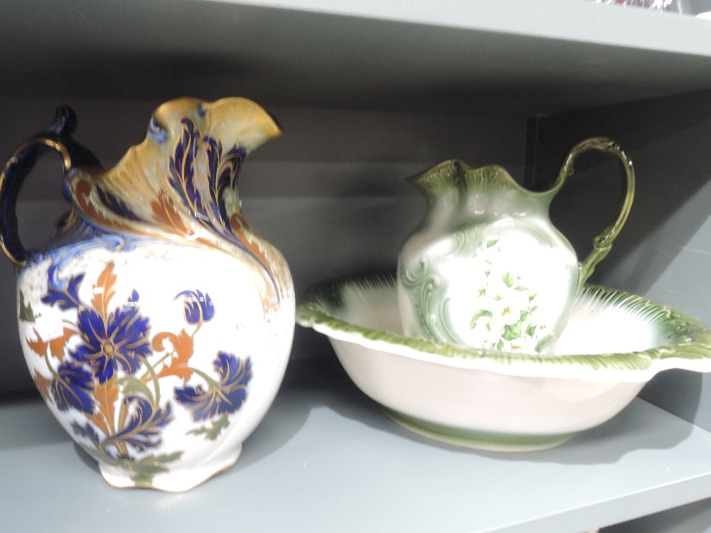 A wash jug and bowl, and extra jug