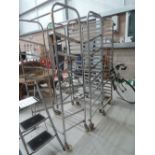 A selection of stainless steel and similar metal shop display racks