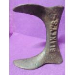 A cast iron cobbler shoe last reading Blakeys Registered