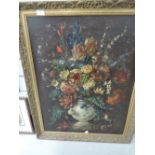 An oil painting on board, George, still life, indistinctly signed, 27in x 21in