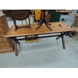 A traditional pine dining table