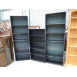 A selection of black ash bookshelves