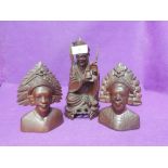 Three wood carved oriental deity figures